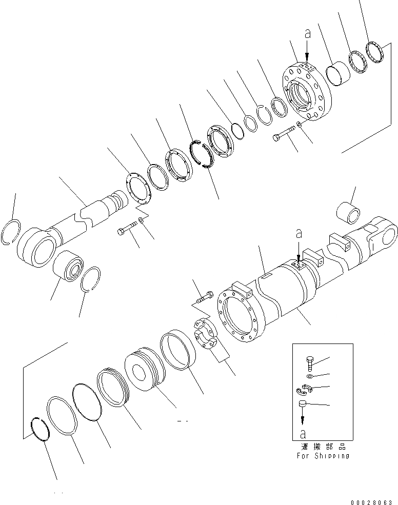Схема запчастей Komatsu D475A-5 - ЦИЛИНДР ПЕРЕКОСА ОТВАЛА (МОРОЗОУСТОЙЧИВ. СПЕЦ-Я (A) СПЕЦ-Я.) ОСНОВН. КОМПОНЕНТЫ И РЕМКОМПЛЕКТЫ