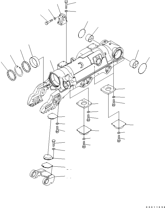 Схема запчастей Komatsu D475A-5 - ГУСЕНИЧНАЯ РАМА (ПРАВ.) ХОДОВАЯ