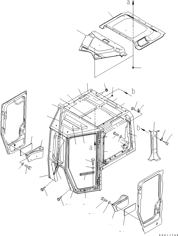 Схема запчастей Komatsu D475A-5A - КАБИНА (ОБЛИЦОВКА ПОТОЛКА) (С РАДИО) КАБИНА ОПЕРАТОРА И СИСТЕМА УПРАВЛЕНИЯ
