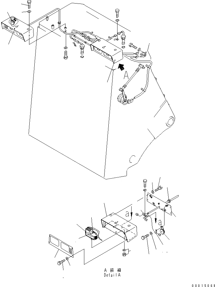 Схема запчастей Komatsu D475A-5A - ГОЛОВНОЕ ОСВЕЩЕНИЕ И ЗВУК. СИГНАЛ. ЧАСТИ КОРПУСА