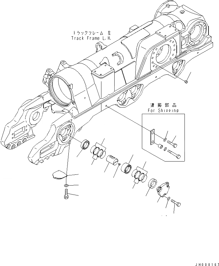 Схема запчастей Komatsu D475A-5A - ГУСЕНИЧНАЯ РАМА (CARTRIDGE ПАЛЕЦ) (ЛЕВ.) (ДЛЯ ОТВАЛА С ДВОЙН. ПЕРЕКОСОМ)(№8-) ХОДОВАЯ