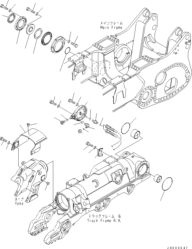 Схема запчастей Komatsu D475A-5A - ГУСЕНИЧНАЯ РАМА (PIVOT) (ПРАВ.) (ДЛЯ ДВОЙН. НАКЛОН. PICH DOZER)(№8-) ХОДОВАЯ