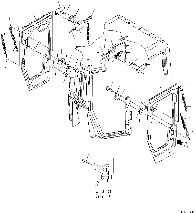 Схема запчастей Komatsu D475A-5E0 - КАБИНА (ДВЕРЬ ДВОЙН. ДВОРНИКИ) КАБИНА ОПЕРАТОРА И СИСТЕМА УПРАВЛЕНИЯ