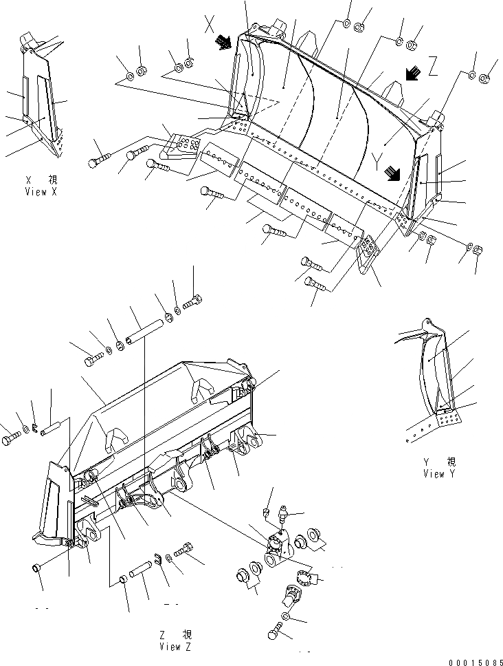 Схема запчастей Komatsu D475A-5E0 - ОТВАЛ (ПОЛУ-U) (УСИЛ.) (THICK РЕЖУЩ. КРОМКА) РАБОЧЕЕ ОБОРУДОВАНИЕ