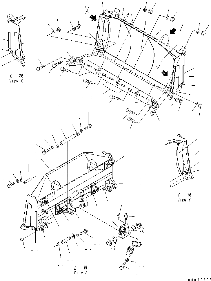 Схема запчастей Komatsu D475A-5E0 - ОТВАЛ (ПОЛУ-U) (УСИЛ.) (С ТОЛКАЮЩ. ПЛАСТИН.) РАБОЧЕЕ ОБОРУДОВАНИЕ