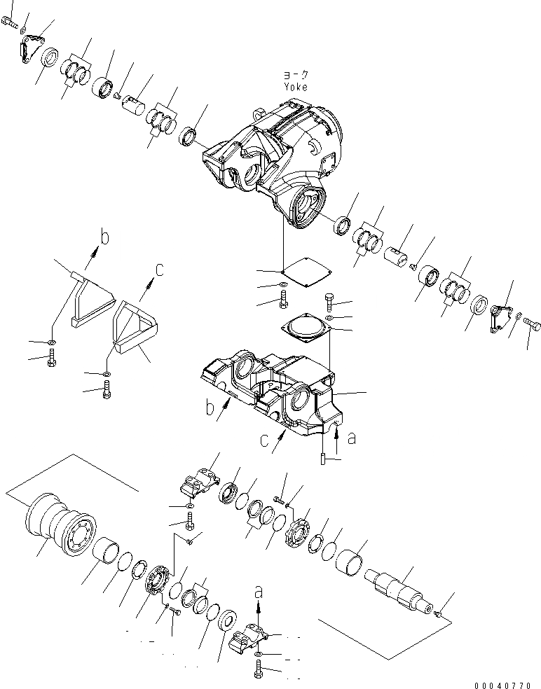 Схема запчастей Komatsu D475A-5E0 - ГУСЕНИЧНАЯ РАМА (ПЕРЕДН. ТЕЛЕЖКА И ОПОРНЫЙ КАТОК) (ОДИНОЧН.) (ЛЕВ.) ХОДОВАЯ