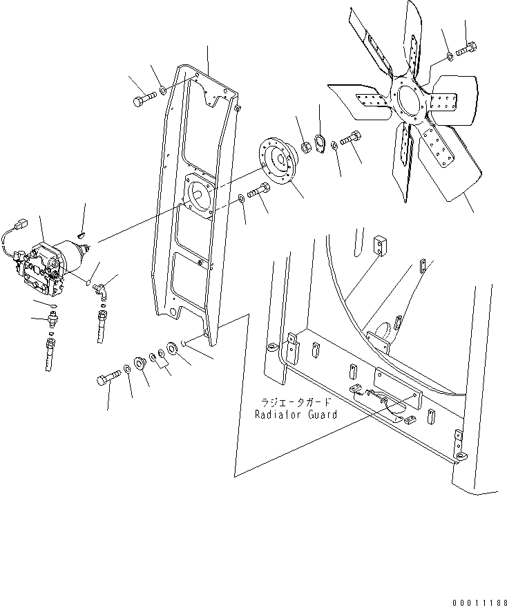 Схема запчастей Komatsu D475ASD-5E0 - ЗАЩИТА РАДИАТОРА (МОТОР ВЕНТИЛЯТОРА) ЧАСТИ КОРПУСА