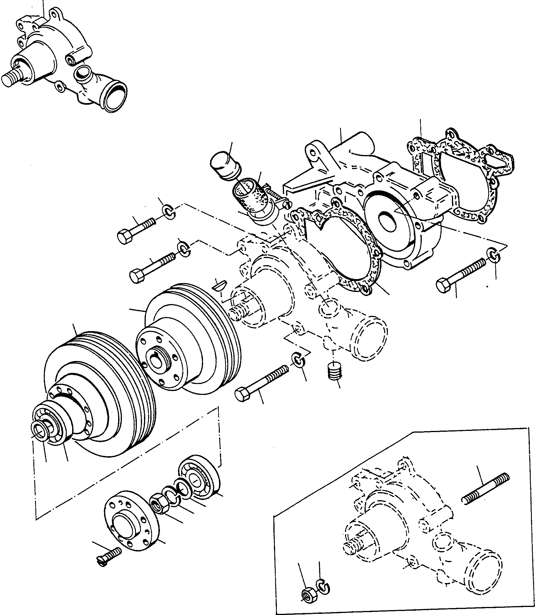 Схема запчастей Komatsu D500E Turbo - ВОДЯНАЯ ПОМПА ДВИГАТЕЛЬ, АКСЕССУАРЫ И ЭЛЕКТРИЧ. СИСТЕМА