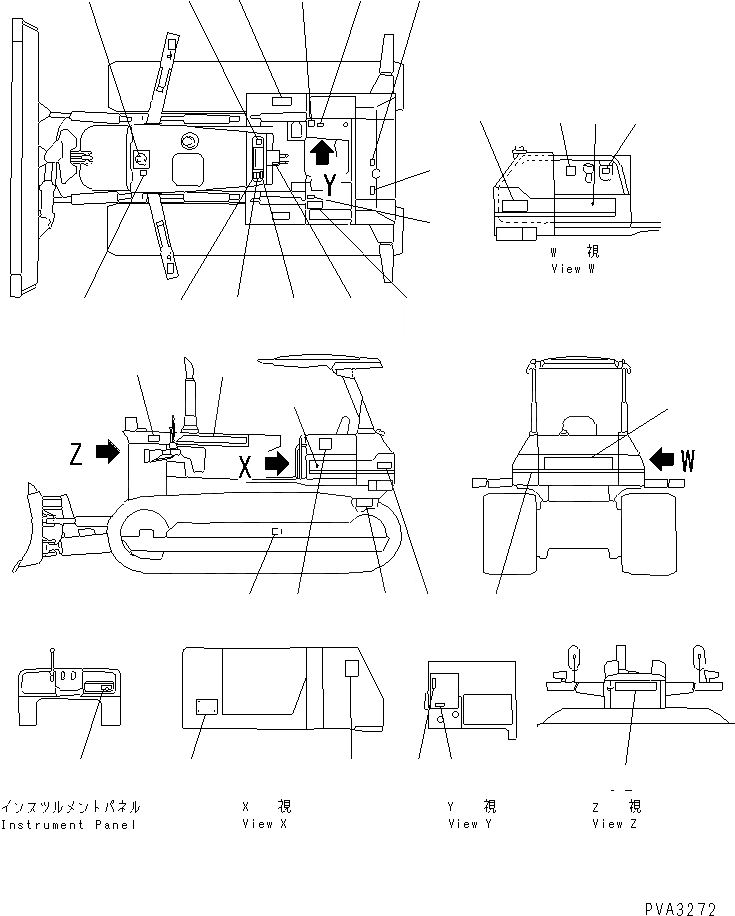 Схема запчастей Komatsu D50A-18 - МАРКИРОВКА (ЯПОН.) (ДЛЯ ОБСЛУЖ.)       (ДЛЯ ПОВОРОТН. ОТВАЛА С ИЗМ. УГЛОМ DOZER)(№8-89) МАРКИРОВКА