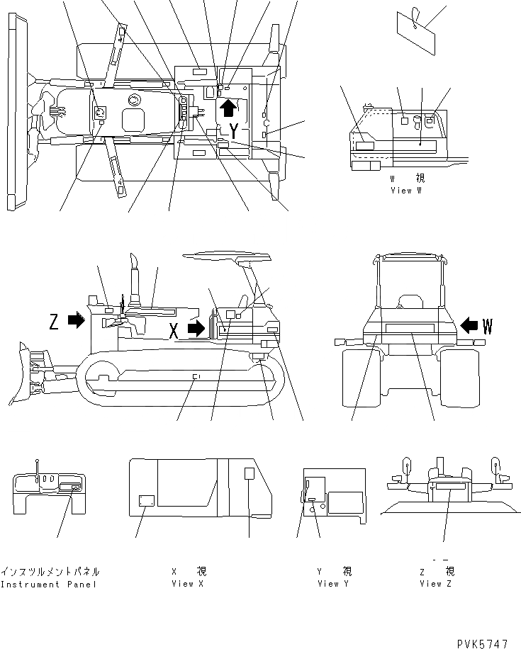 Схема запчастей Komatsu D50A-18 - МАРКИРОВКА (ЯПОН.) (ДЛЯ ОБСЛУЖ.)       (ДЛЯ ПОВОРОТН. ОТВАЛА С ИЗМ. УГЛОМ DOZER)(№89-) МАРКИРОВКА