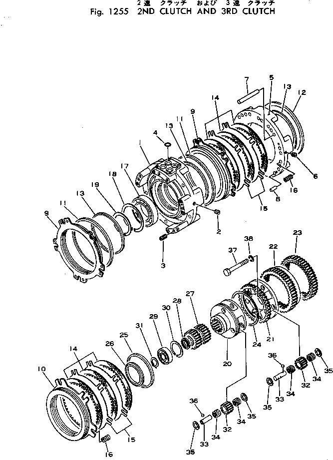 Схема запчастей Komatsu D53A-16 - 2 МУФТА И 3 МУФТА ГИДРОТРАНСФОРМАТОР И ТРАНСМИССИЯ