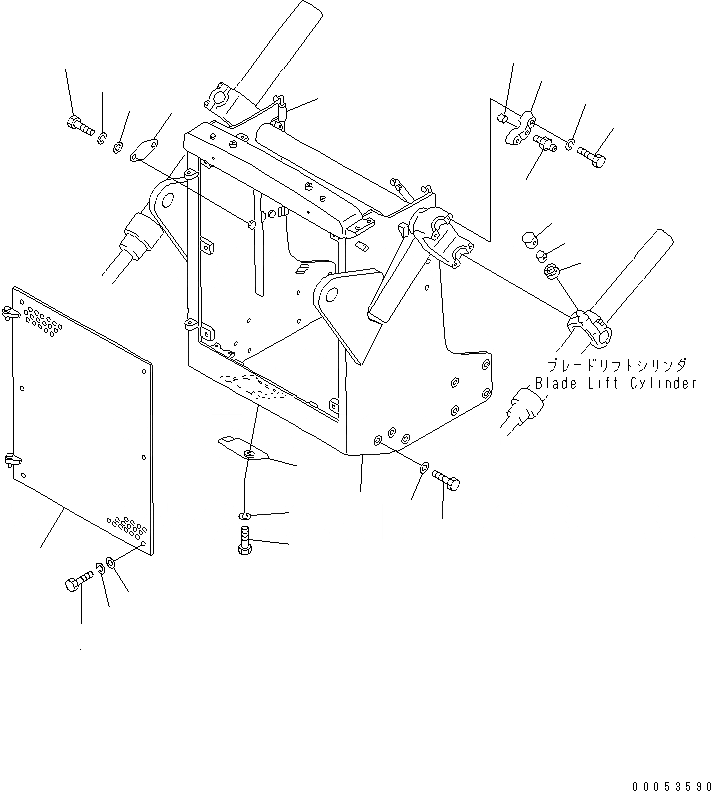 Схема запчастей Komatsu D53A-17 - ЗАЩИТА РАДИАТОРА AND CYLINDE СУППОРТ (ДЛЯ TОБОД КОЛЕСАMING)(№89-) ЧАСТИ КОРПУСА