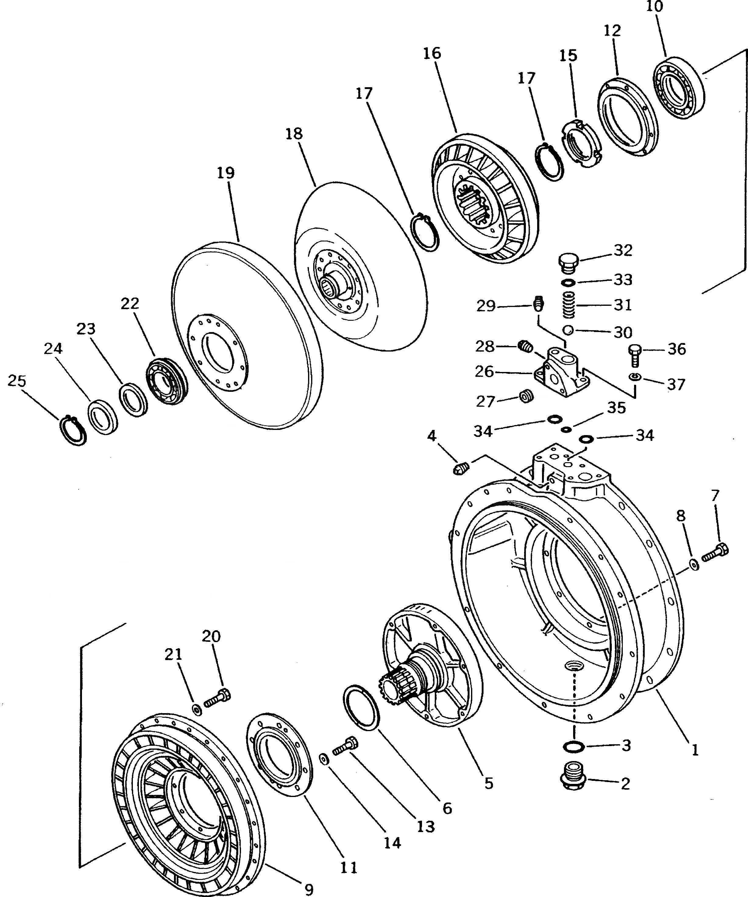 Схема запчастей Komatsu D53A-17 - TURBINE STATOR И ГИДРОТРАНСФОРМАТОР КЛАПАН(№88-) СИЛОВАЯ ПЕРЕДАЧА И КОНЕЧНАЯ ПЕРЕДАЧА