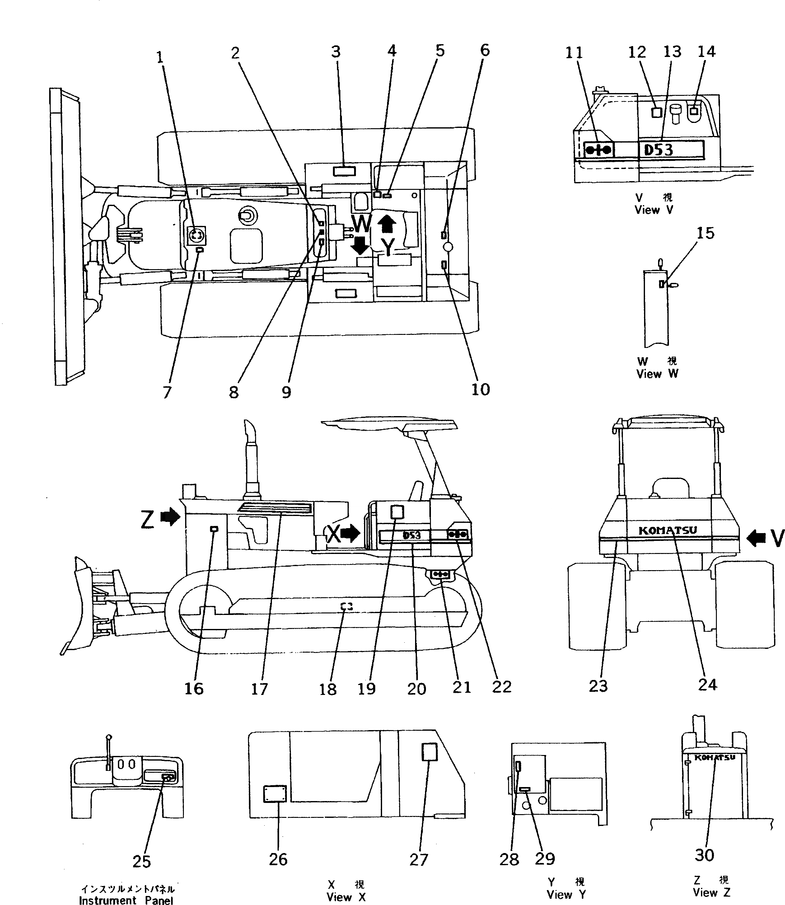 Схема запчастей Komatsu D53A-18 - МАРКИРОВКА (ЯПОН.)(№8-8) МАРКИРОВКА