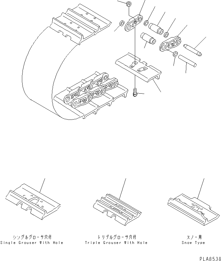 Схема запчастей Komatsu D53A-18 - ГУСЕНИЦЫ (СО СЦЕПНЫМ ПАЛЬЦЕМ) (DA) ЧАСТИ BOOK