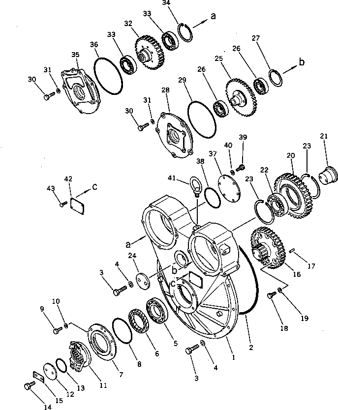 Схема запчастей Komatsu D53P-17 - КОРПУС ГИДРОТРАНСФОРМАТОРА СИЛОВАЯ ПЕРЕДАЧА И КОНЕЧНАЯ ПЕРЕДАЧА