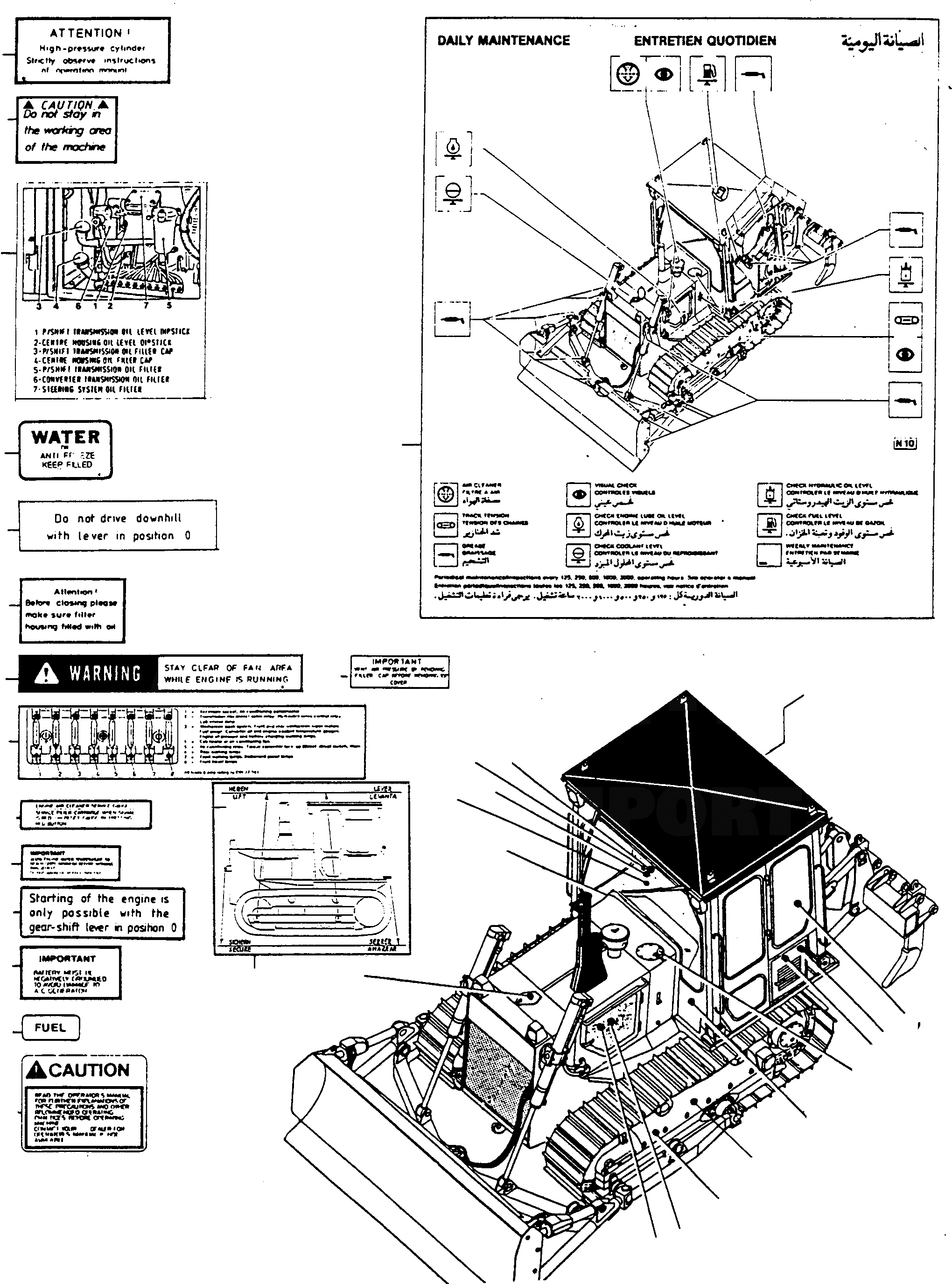 Схема запчастей Komatsu D540E - ТАБЛИЧКИS, АНГЛ. ШАССИ И SUPERSTRUCTURE