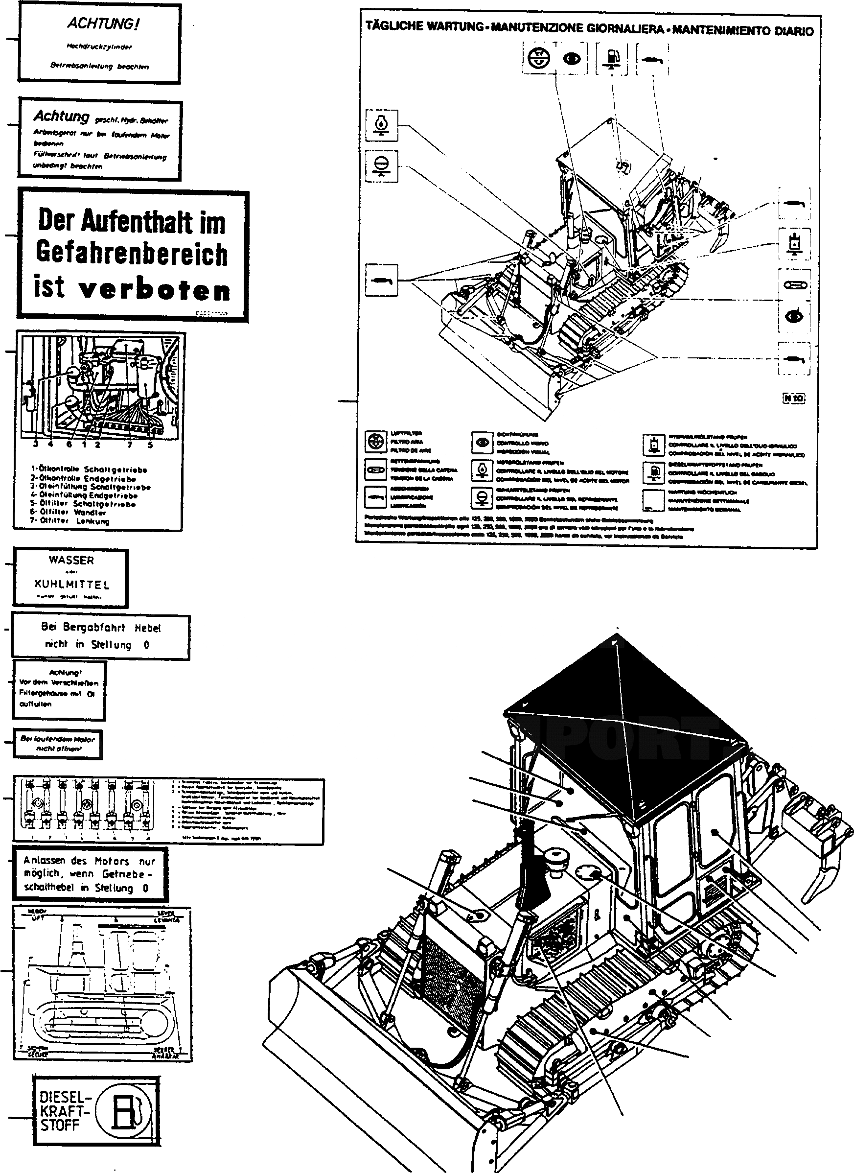 Схема запчастей Komatsu D570E - ТАБЛИЧКИS, ПОРТУГАЛ. ШАССИ И SUPERSTRUCTURE
