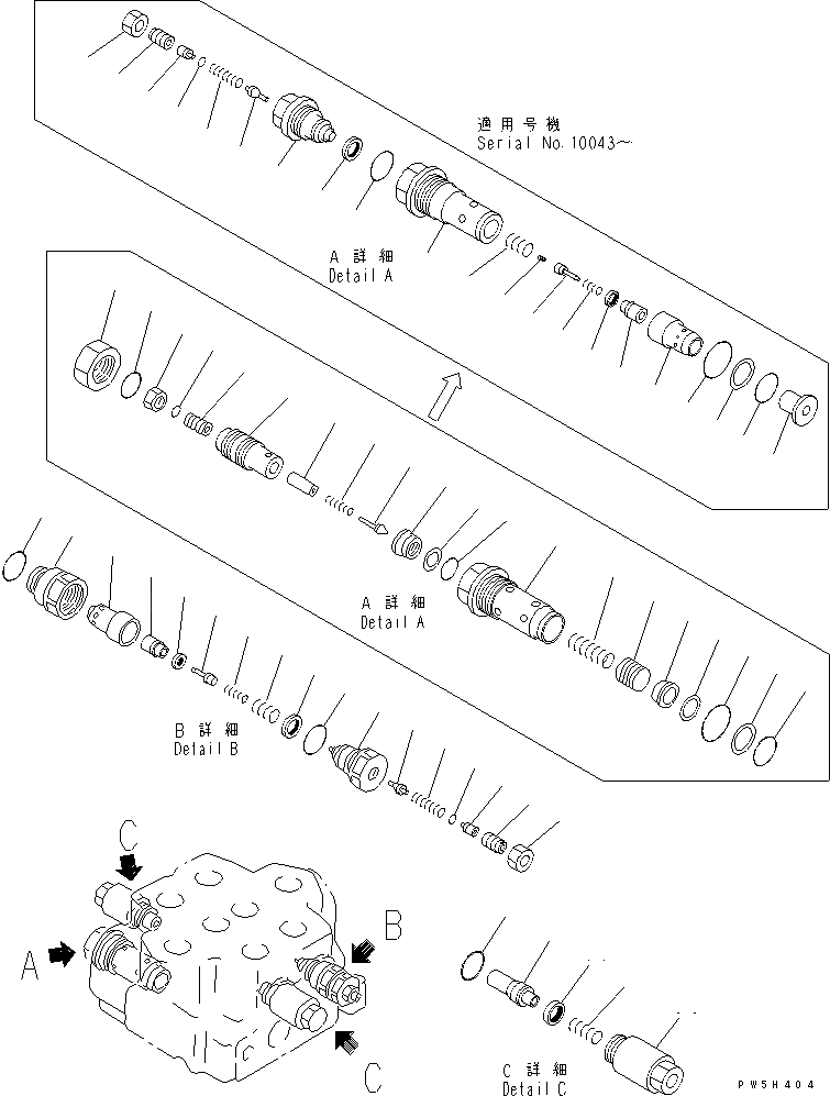 Схема запчастей Komatsu D575A-2 - УПРАВЛЯЮЩ. КЛАПАН (/) (ОТВАЛ) ОСНОВН. КОМПОНЕНТЫ И РЕМКОМПЛЕКТЫ