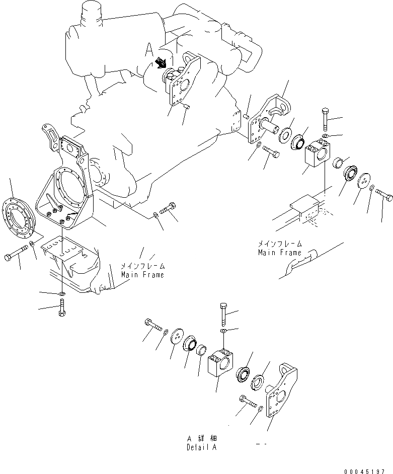 Схема запчастей Komatsu D575A-3 - КРЕПЛЕНИЕ ДВИГАТЕЛЯ КОМПОНЕНТЫ ДВИГАТЕЛЯ