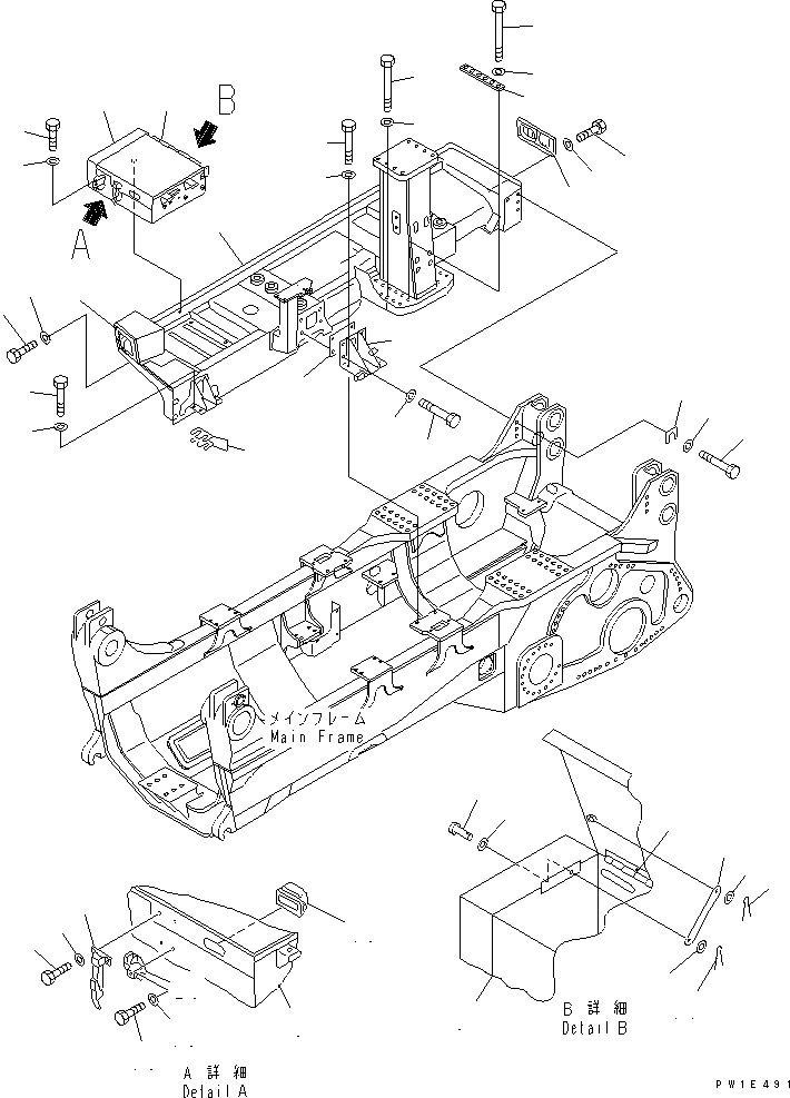 Схема запчастей Komatsu D575A-3 - КРЫЛО (ПРАВ.) (С РЫХЛИТЕЛЕМ)(№-) ЧАСТИ КОРПУСА