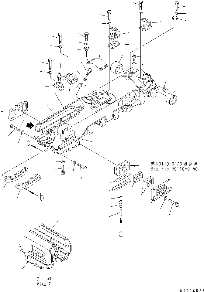 Схема запчастей Komatsu D575A-3 - ГУСЕНИЧНАЯ РАМА ЛЕВ. (С РЫХЛИТЕЛЕМ) ХОДОВАЯ