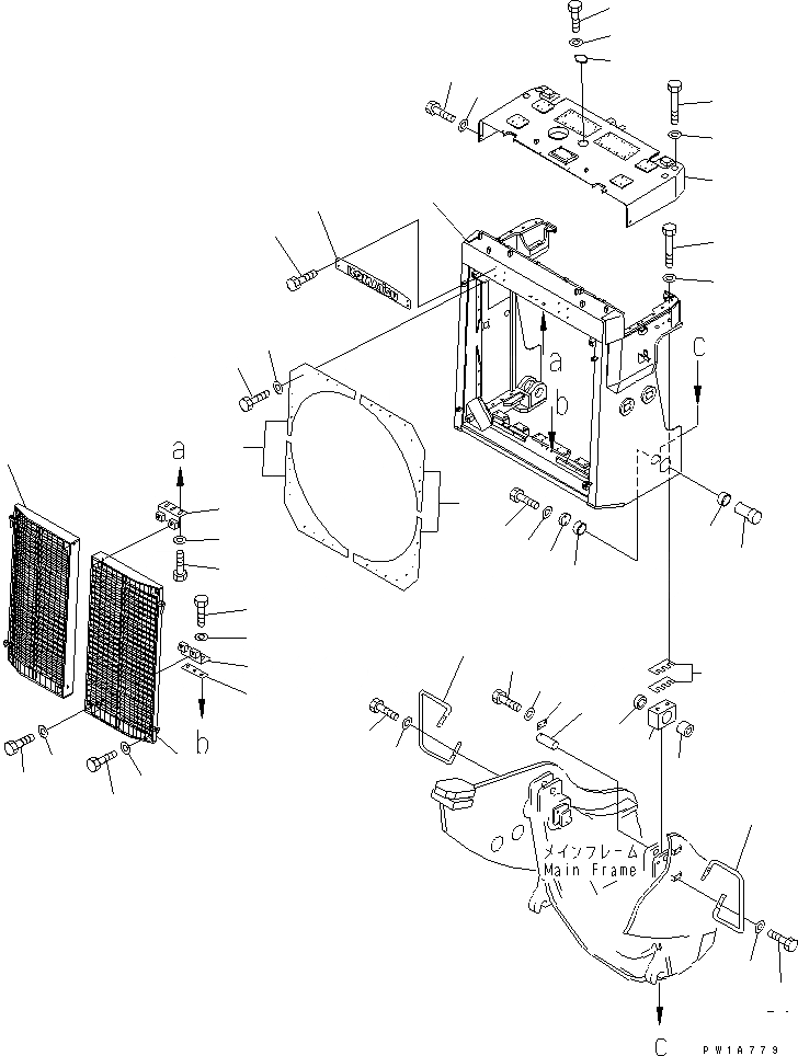 Схема запчастей Komatsu D575A-2 - ЗАЩИТА РАДИАТОРА(№-) ЧАСТИ КОРПУСА