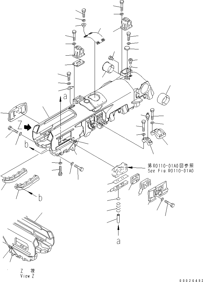 Схема запчастей Komatsu D575A-3-M - ГУСЕНИЧНАЯ РАМА ПРАВ. (SEGMENTED ПОЛН. ЗАЩИТА КАТКОВ)(№-) ХОДОВАЯ