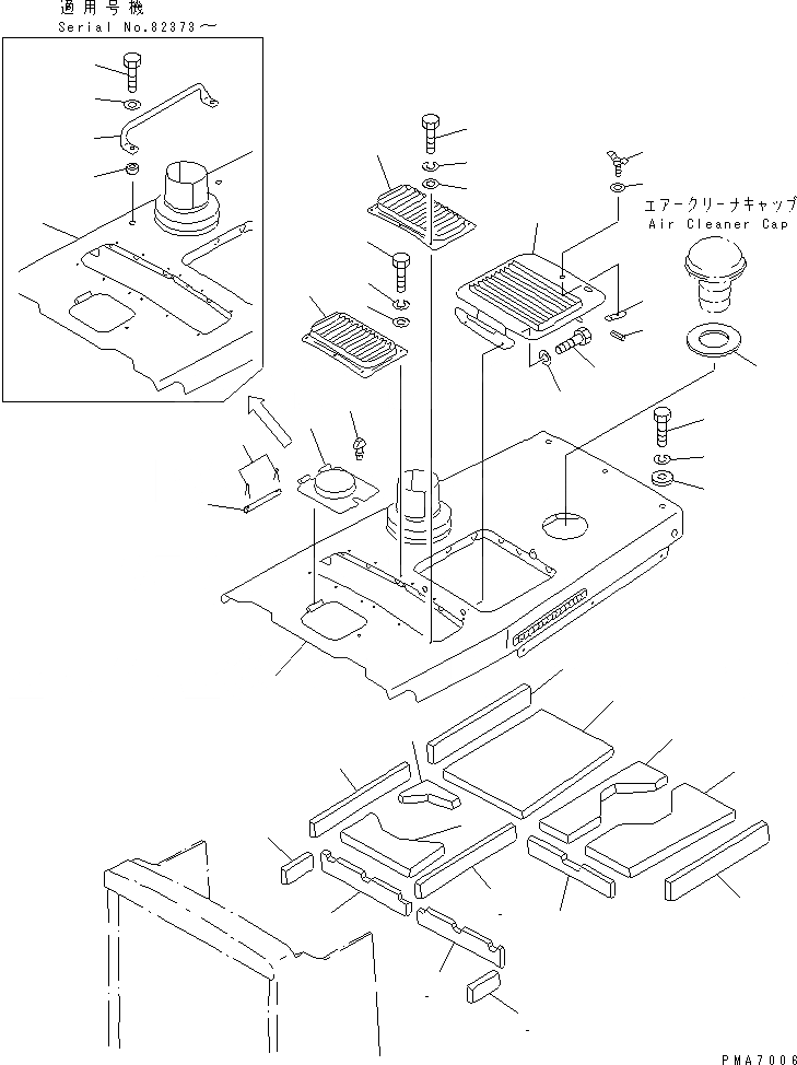 Схема запчастей Komatsu D58E-1A - КАПОТ (REGULATION OF ЕС DYNAMIC NOISE)(№87-) ЧАСТИ КОРПУСА