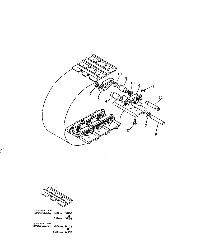 Схема запчастей Komatsu D58E-1A - ГУСЕНИЦЫ (СО СЦЕПНЫМ ПАЛЬЦЕМ) (ОДИНОЧН. ГРУНТОЗАЦЕП)(№8888-8) ХОДОВАЯ