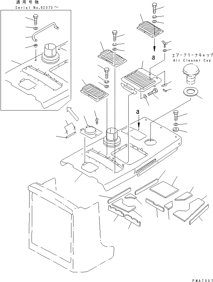 Схема запчастей Komatsu D58E-1B - КАПОТ (REGULATION OF ЕС DYNAMIC NOISE)(№8-) ЧАСТИ КОРПУСА