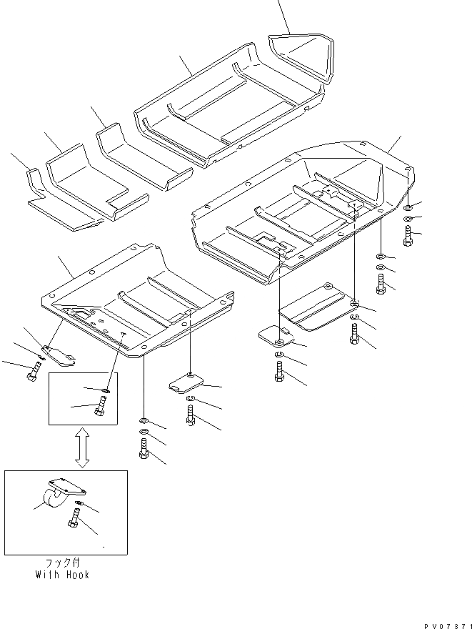 Схема запчастей Komatsu D58P-1 - НИЖН. ЗАЩИТА (REGULATION OF ЕС DYNAMIC NOISE)(№899-) ЧАСТИ КОРПУСА