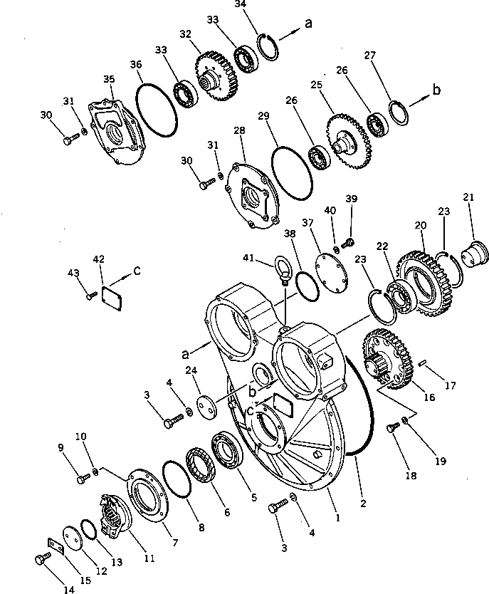 Схема запчастей Komatsu D58P-1C - КОРПУС ГИДРОТРАНСФОРМАТОРА(№89-) СИЛОВАЯ ПЕРЕДАЧА И КОНЕЧНАЯ ПЕРЕДАЧА