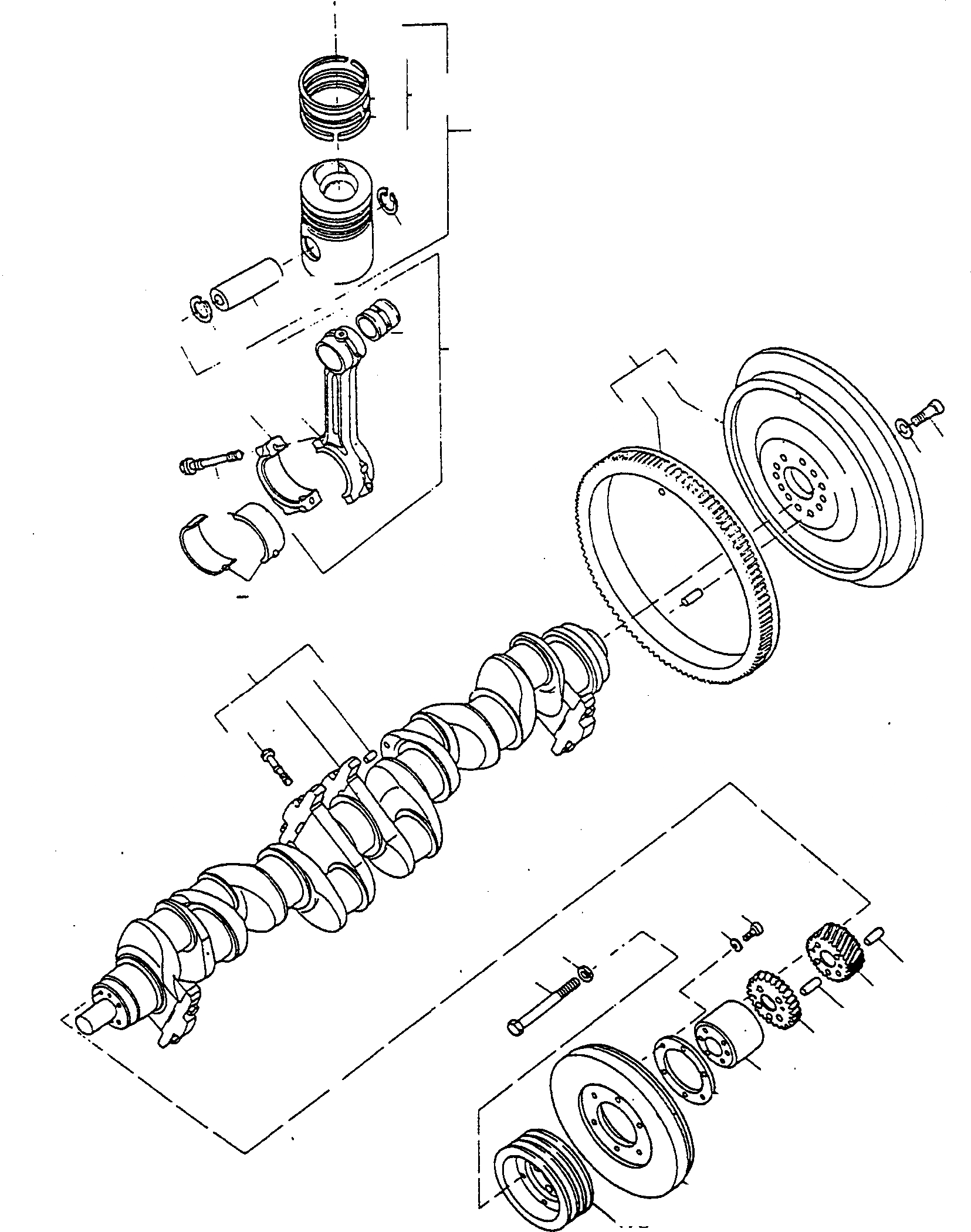 Схема запчастей Komatsu D600D - CRANK ASSEMBLY ДВИГАТЕЛЬ, АКСЕССУАРЫ И ЭЛЕКТРИЧ. СИСТЕМА