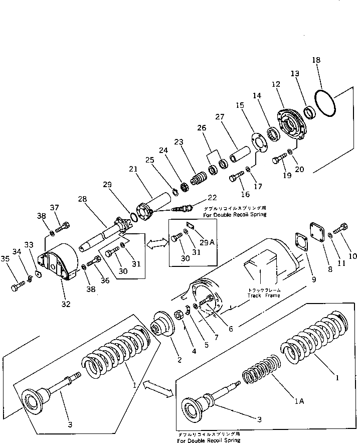 Схема запчастей Komatsu D60A-11D - ПРУЖИНА ГУСЕНИЦЫ