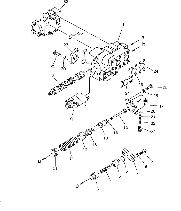 Схема запчастей Komatsu D60A-11D - РАБОЧЕЕ ОБОРУДОВАНИЕ КЛАПАН (/) (ДЛЯ ANGLE¤ ПРЯМ.¤ TОБОД КОЛЕСАMING DOZER) (ДЛЯ ПОВОРОТНОГО ОТВАЛА + РЫХЛИТЕЛЬ) УПРАВЛ-Е РАБОЧИМ ОБОРУДОВАНИЕМ