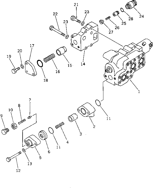 Схема запчастей Komatsu D60A-11D - РАБОЧЕЕ ОБОРУДОВАНИЕ КЛАПАН (/) (ДЛЯ ANGLE¤ ПРЯМ.¤ TОБОД КОЛЕСАMING DOZER) (ДЛЯ ПОВОРОТНОГО ОТВАЛА + РЫХЛИТЕЛЬ) УПРАВЛ-Е РАБОЧИМ ОБОРУДОВАНИЕМ