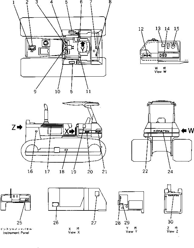 Схема запчастей Komatsu D60A-11D - МАРКИРОВКА (ЯПОН.) МАРКИРОВКА¤ ИНСТРУМЕНТ И РЕМКОМПЛЕКТЫ