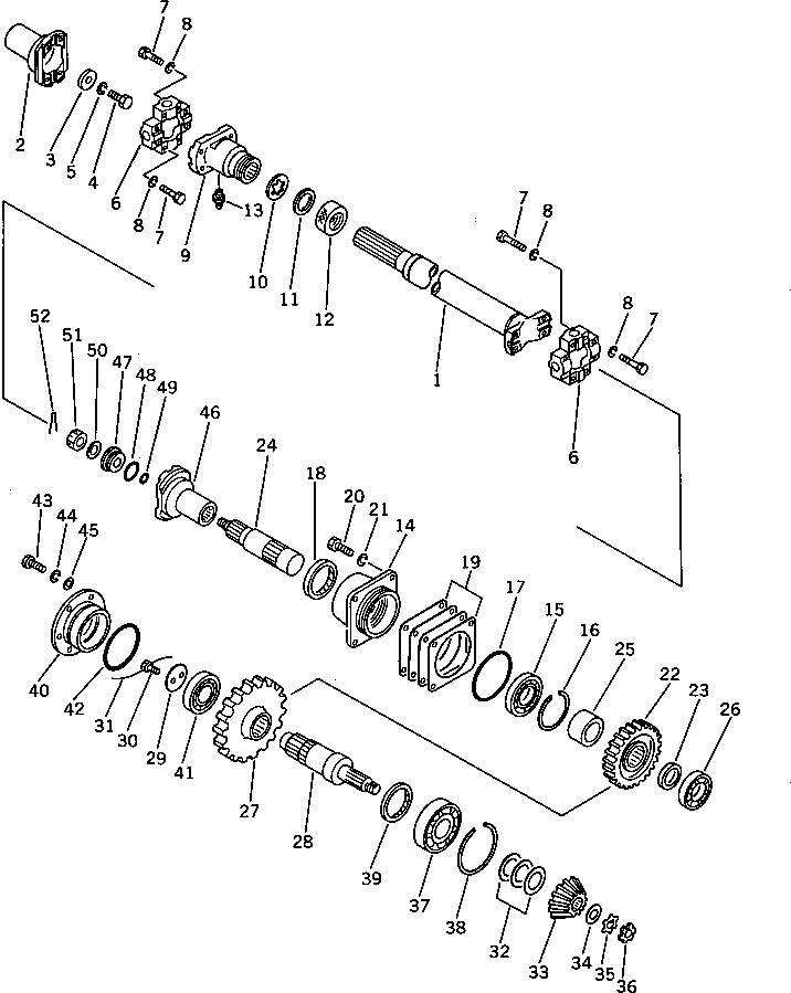 Схема запчастей Komatsu D60E-8 - ВХОДН. ВАЛ И ПРИВОД (ДЛЯ ЗАДН. POWER УПРАВЛ-Е БЛОК) РАБОЧЕЕ ОБОРУДОВАНИЕ