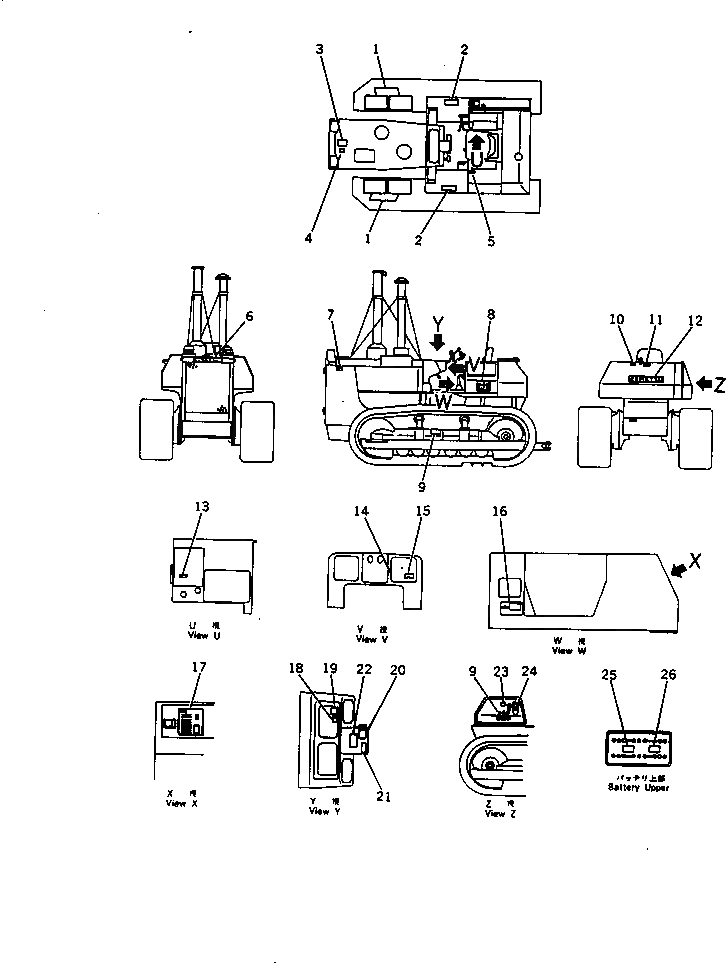 Схема запчастей Komatsu D60F-8A - МАРКИРОВКА (IN INGLISH) ЧАСТИ КОРПУСА