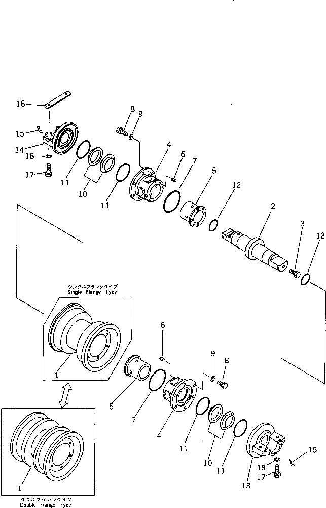 Схема запчастей Komatsu D60P-11D - ОПОРНЫЙ КАТОК(№-) ГУСЕНИЦЫ