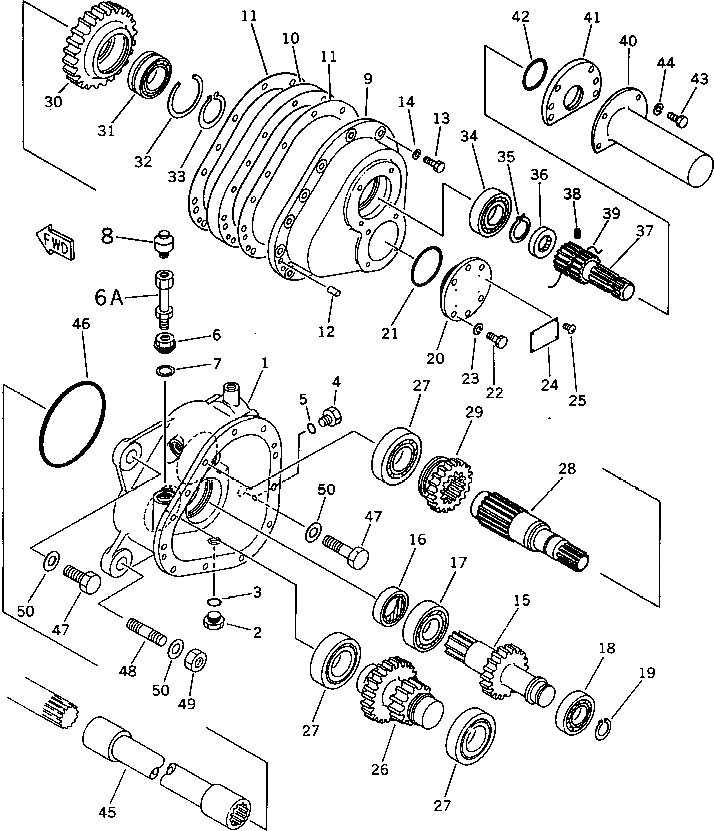 Схема запчастей Komatsu D60P-11D - PTO (F-R) (SUPER НИЗ. SPEED) (/) РАБОЧЕЕ ОБОРУДОВАНИЕ