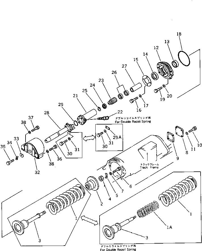 Схема запчастей Komatsu D60P-11 - ПРУЖИНА ГУСЕНИЦЫ