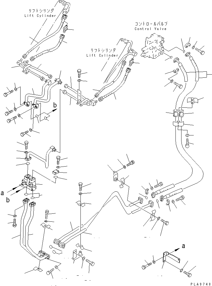 Схема запчастей Komatsu D60P-12-E - ЛИНИЯ ГИДРОЦИЛИНДРА ПОДЪЕМА (DP¤PX)(№9-) ГИДРАВЛИКА