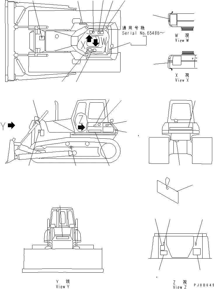 Схема запчастей Komatsu D60P-12-E - МАРКИРОВКА (ЯПОН.) (DP)(№-) МАРКИРОВКА