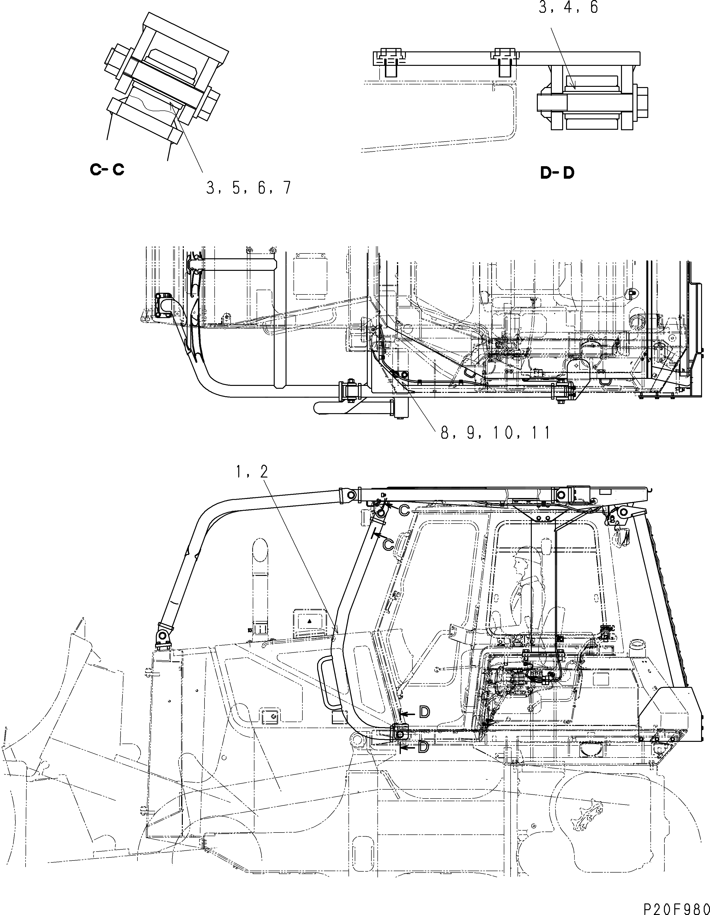 Схема запчастей Komatsu D61E-12 - ROPS SWEEP (ФРОНТАЛЬНАЯ ЗАЩИТА) (ДЛЯ СНГ)(№8-) КАБИНА ОПЕРАТОРА И СИСТЕМА УПРАВЛЕНИЯ