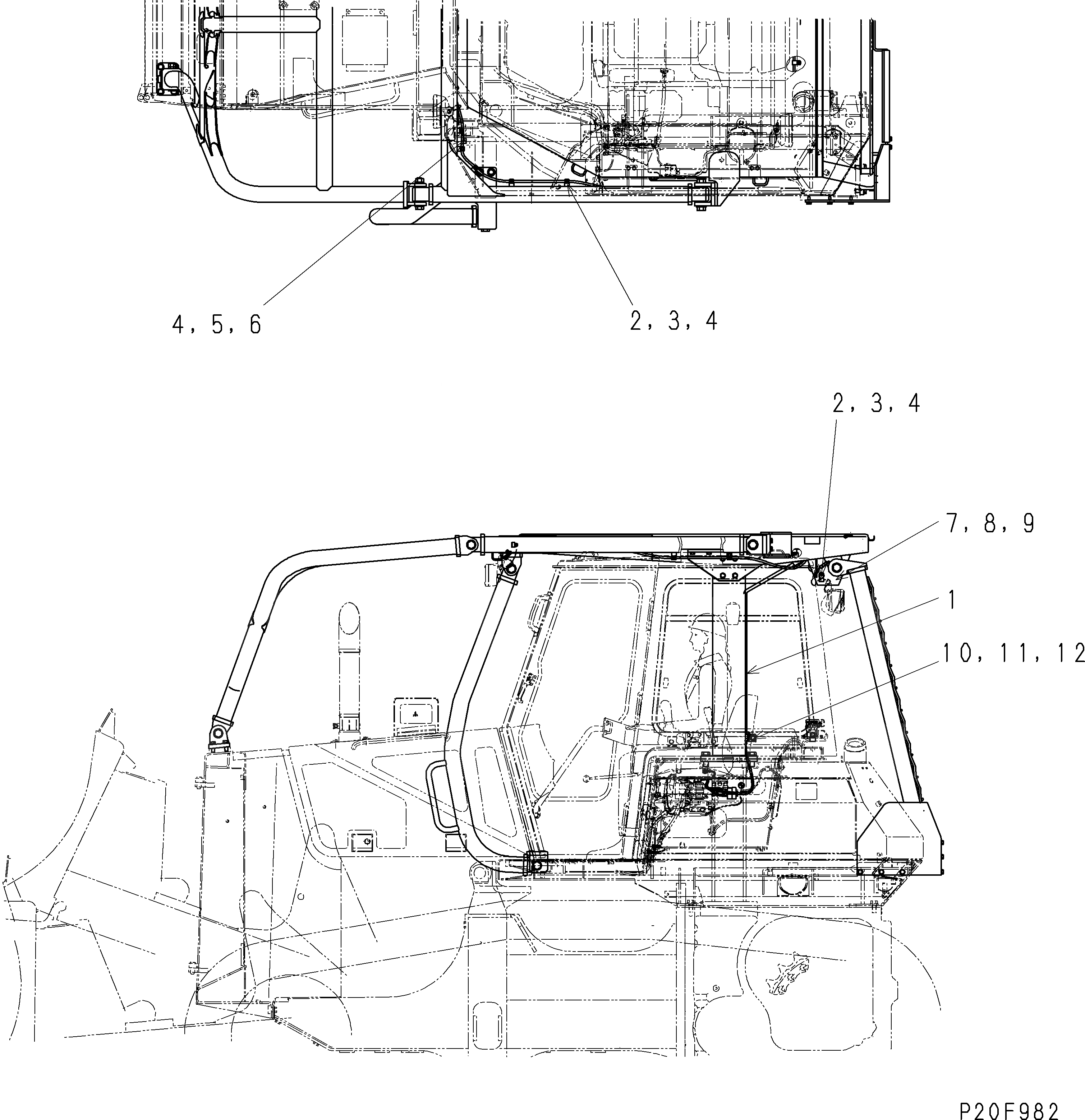 Схема запчастей Komatsu D61E-12 - ROPS SWEEP (ЭЛЕКТРОПРОВОДКА) (ДЛЯ СНГ)(№8-) КАБИНА ОПЕРАТОРА И СИСТЕМА УПРАВЛЕНИЯ