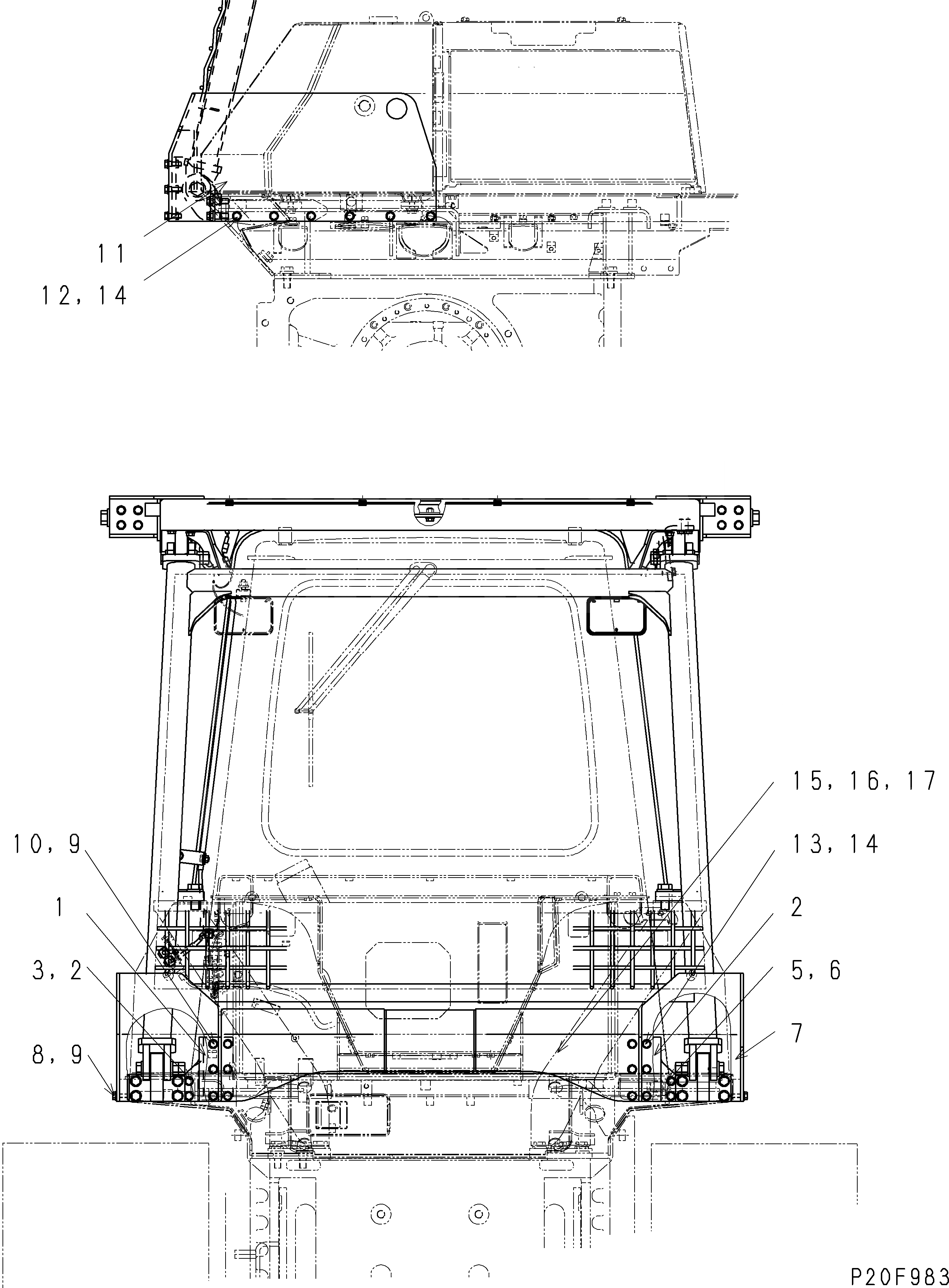 Схема запчастей Komatsu D61E-12 - ROPS SWEEP (COVER) (ДЛЯ СНГ)(№8-) КАБИНА ОПЕРАТОРА И СИСТЕМА УПРАВЛЕНИЯ