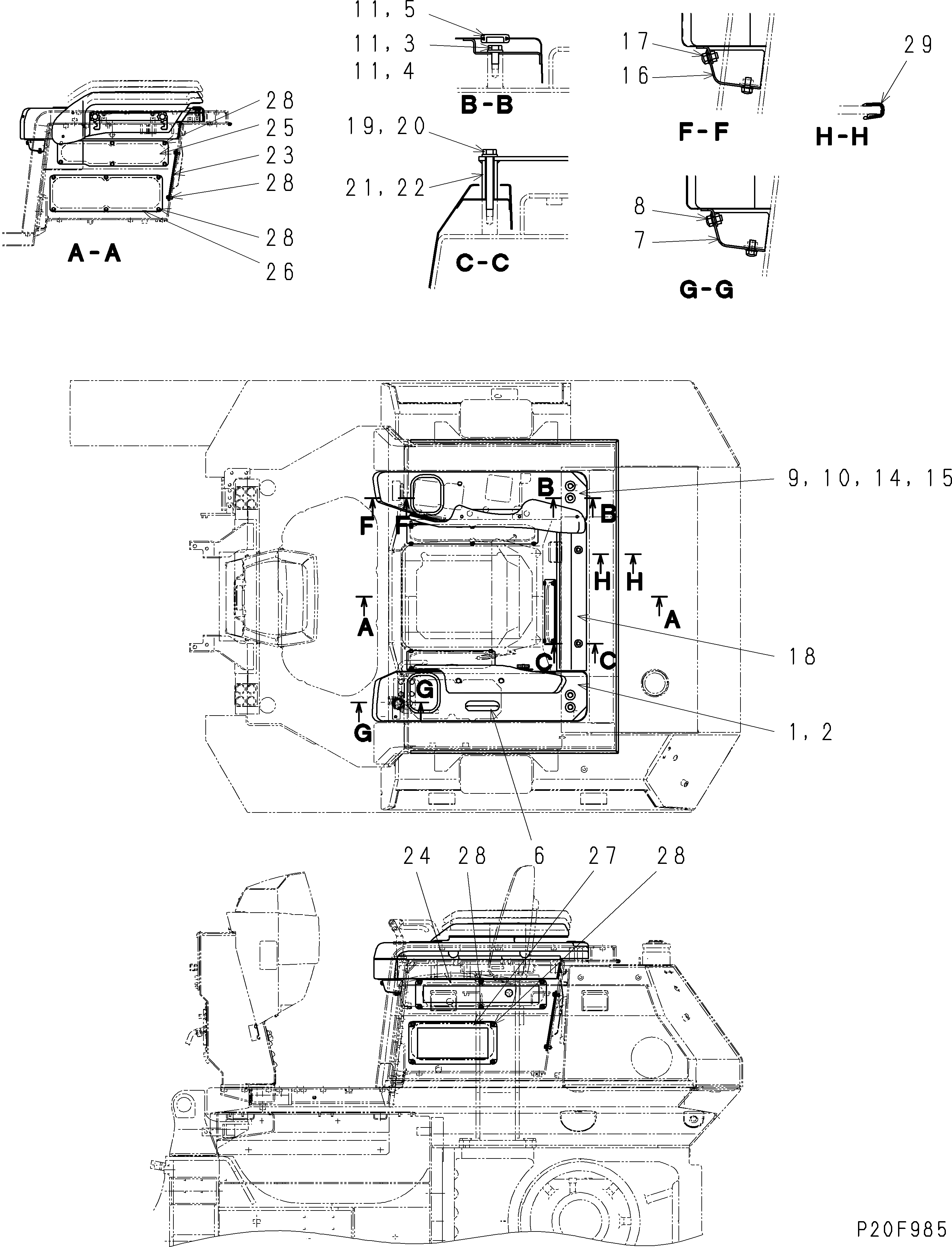 Схема запчастей Komatsu D61E-12 - ПОДЛОКОТНИК КРЫШКА(ДЛЯ СНГ)(№8-) КАБИНА ОПЕРАТОРА И СИСТЕМА УПРАВЛЕНИЯ