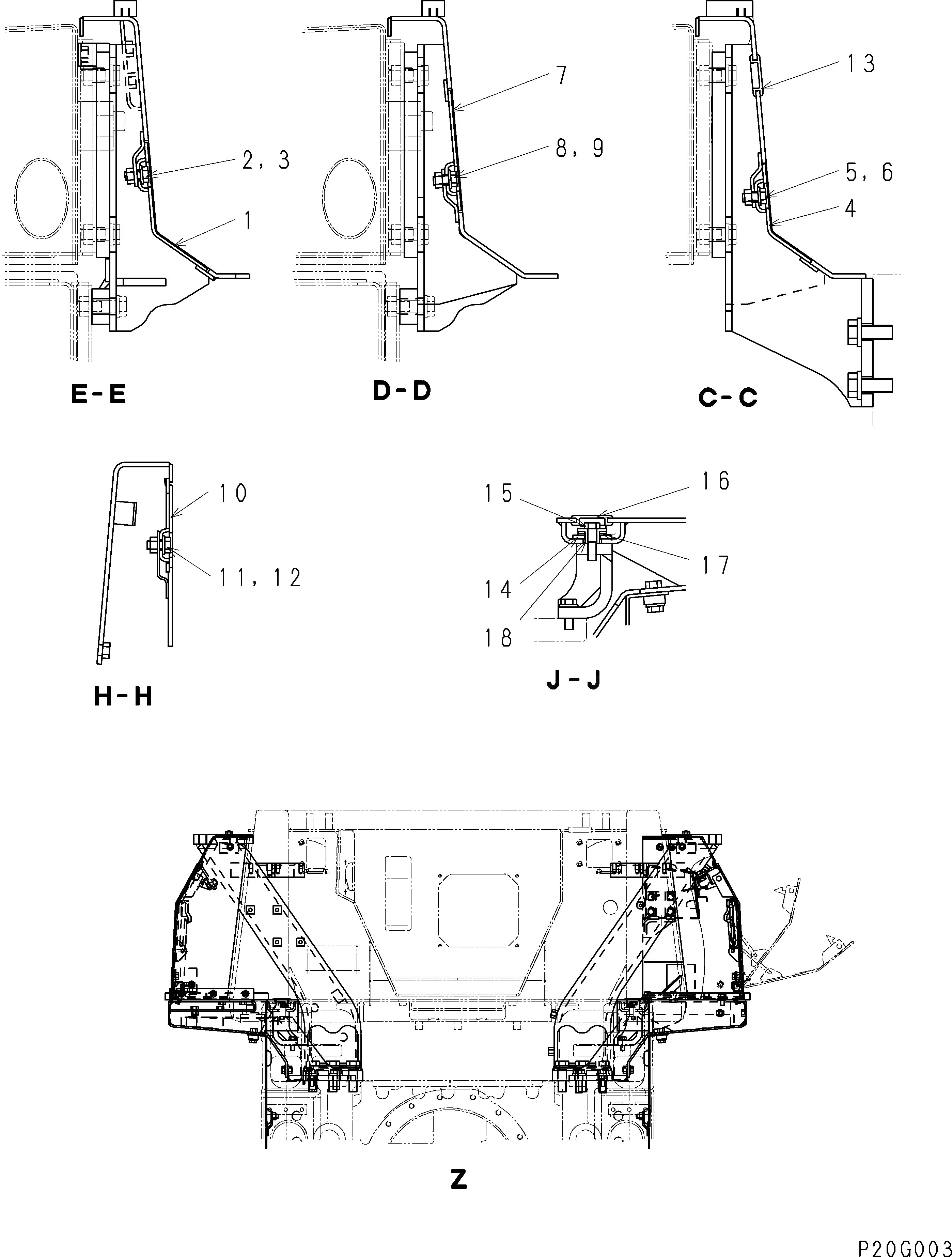 Схема запчастей Komatsu D61E-12 - КРЫЛО (ПРАВ.) (ВНУТР. ПОКРЫТИЕ) (/) (ДЛЯ СНГ)(№8-) ЧАСТИ КОРПУСА